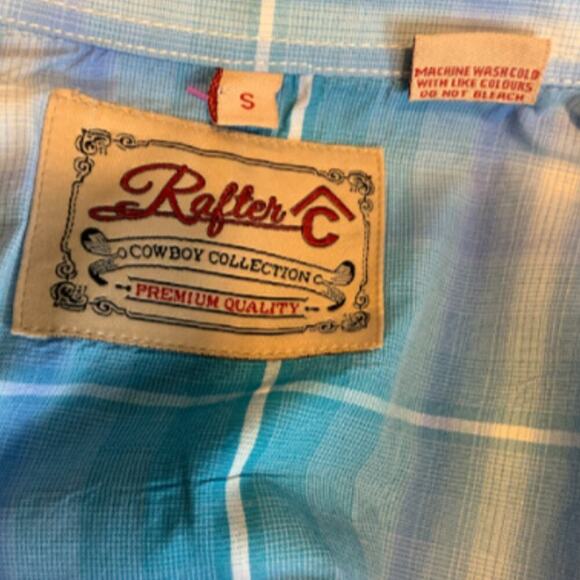 Rafter C Western Shadow Plaid Shirt Mens S Long Sleeve Pearl Snap Casual Preppy - Picture 5 of 6